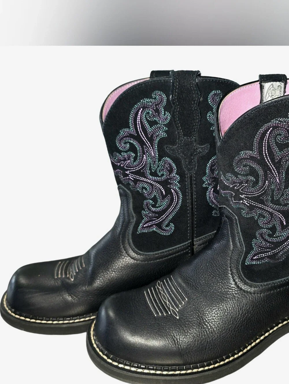 Women's Ariat Fat Baby Black/Deertan Western Boot